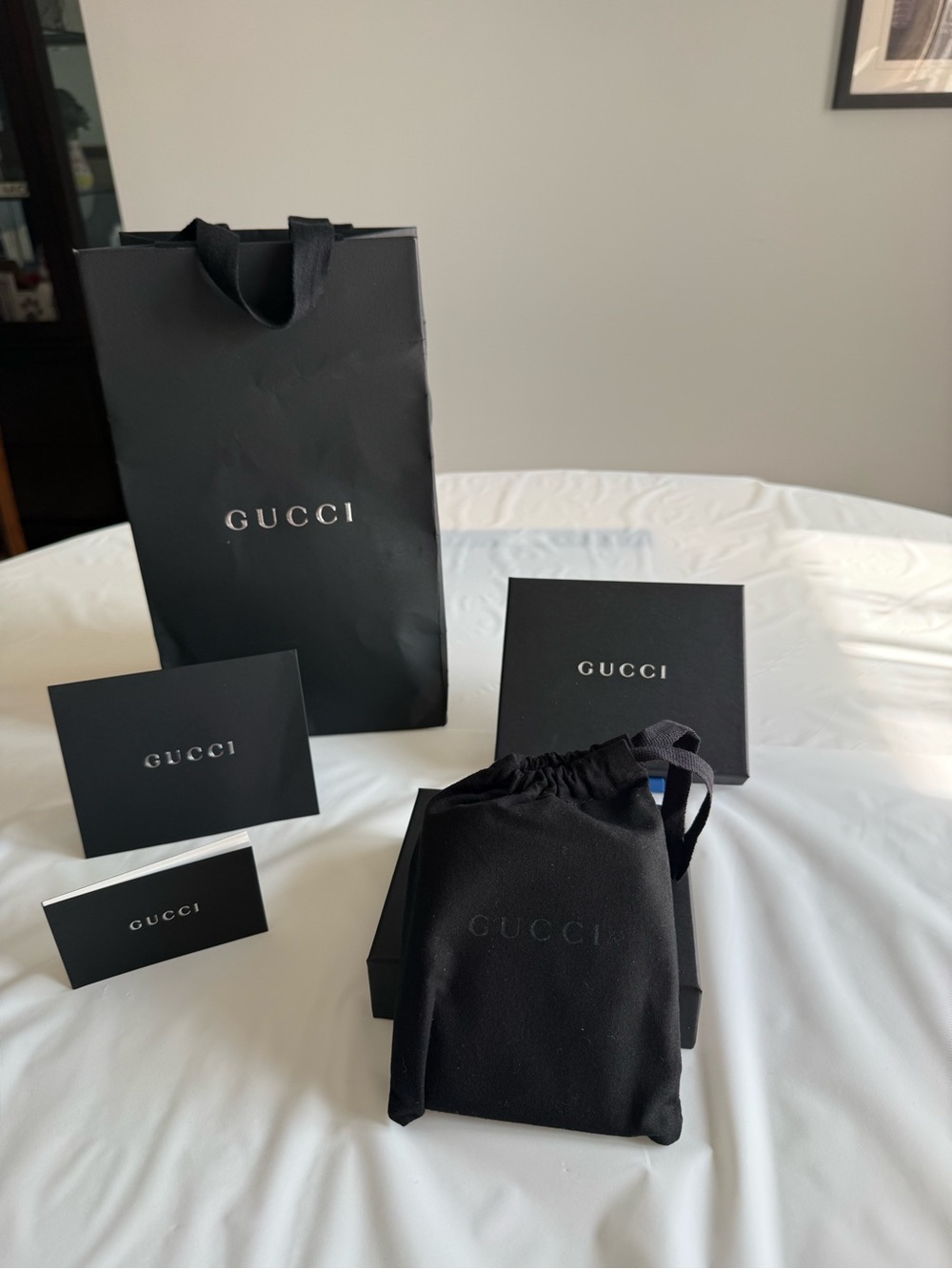 Gucci Black Leather Compact Wallet Card Case Gold Hardware New Italy - Picture 2 of 12